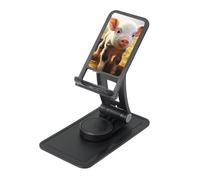 FHEBNDS Cute Farm Animal Phone Stand for Desk, 360°Rotating Foldable Cell Phone Holder for Office Home, Height Adjustable Tablet Stand Portable Cellphone Cradle iPad Holder