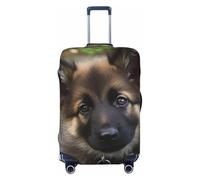FHEBNDS Cute german shepherd puppy Luggage Cover Washable Suitcase Covers Tsa Approved Elastic Spandex Suitcase Protector Anti-Scratch Travel Baggage Cover Fit 18-32 Inch Luggage, Black, S