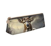 FHEBNDS Deer Hunting Season Makeup Bag for Women Men Large Pencil Case Aesthetic Pencil Pouch Coin Pouch Leather Cosmetic Bag with Zipper Office Organizer Travel Essentials