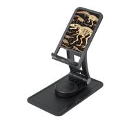 FHEBNDS Dinosaur Skeleton Print Phone Stand for Desk, 360°Rotating Foldable Cell Phone Holder for Office Home, Height Adjustable Tablet Stand Portable Cellphone Cradle iPad Stand Holder