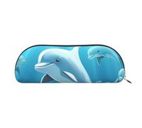 FHEBNDS Dolphin Makeup Bag for Women Men Large Pencil Case Aesthetic Pencil Pouch Coin Pouch Leather Cosmetic Bag with Zipper Office Organizer Travel Essentials, Silver, One size
