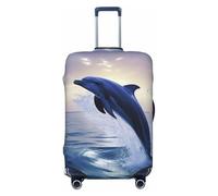 FHEBNDS Elegant dolphin Luggage Cover Washable Suitcase Covers Tsa Approved Elastic Spandex Suitcase Protector Anti-Scratch Travel Baggage Cover Fit 18-32 Inch Luggage, Black, S