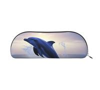 FHEBNDS Elegant dolphin Makeup Bag for Women Men Large Pencil Case Aesthetic Pencil Pouch Coin Pouch Leather Cosmetic Bag with Zipper Office Organizer Travel Essentials