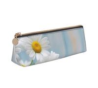 FHEBNDS Elegant Spring Daisy Flowers Makeup Bag for Women Men Large Pencil Case Aesthetic Pencil Pouch Coin Pouch Leather Cosmetic Bag with Zipper Office Organizer Travel Essentials