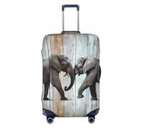 FHEBNDS Elephant on Wood Luggage Cover Washable Suitcase Covers Tsa Approved Elastic Spandex Suitcase Protector Anti-Scratch Travel Baggage Cover Fit 18-32 Inch Luggage, Black, M