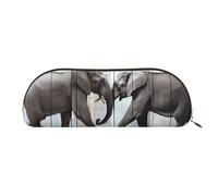FHEBNDS Elephant on Wood Makeup Bag for Women Men Large Pencil Case Aesthetic Pencil Pouch Coin Pouch Leather Cosmetic Bag with Zipper Office Organizer Travel Essentials, Gold, One size