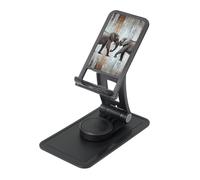 FHEBNDS Elephant on Wood Phone Stand for Desk, 360°Rotating Foldable Cell Phone Holder for Office Home, Height Adjustable Tablet Stand Portable Cellphone Cradle iPad Holder