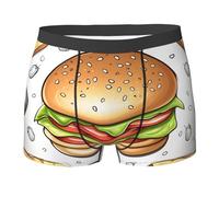 FHEBNDS Fast Food Men's Underwear Microfiber Performance Boxer Briefs for Men Athletic Underwear with Fly, Black, M