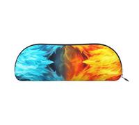 FHEBNDS Fire vs ice art Makeup Bag for Women Men Large Pencil Case Aesthetic Pencil Pouch Coin Pouch Leather Cosmetic Bag with Zipper Office Organizer Travel Essentials, Silver, One Size