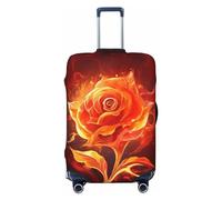FHEBNDS Flame rose Luggage Cover Washable Suitcase Covers Tsa Approved Elastic Spandex Suitcase Protector Anti-Scratch Travel Baggage Cover Fit 18-32 Inch Luggage, Black, L