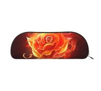 FHEBNDS Flame rose Makeup Bag for Women Men Large Pencil Case Aesthetic Pencil Pouch Coin Pouch Leather Cosmetic Bag with Zipper Office Organizer Travel Essentials, Gold, One Size