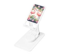 FHEBNDS Flamingos and Flowers Phone Stand for Desk, 360°Rotating Foldable Cell Phone Holder for Office Home, Height Adjustable Tablet Stand Portable Cellphone Cradle iPad Stand Holder