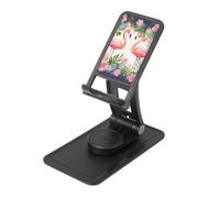 FHEBNDS Flamingos and Flowers Phone Stand for Desk, 360°Rotating Foldable Cell Phone Holder for Office Home, Height Adjustable Tablet Stand Portable Cellphone Cradle iPad Stand Holder