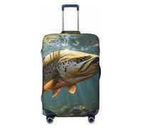 FHEBNDS Fly Fish Luggage Cover Washable Suitcase Cover Tsa Approved Elastic Spandex Suitcase Protector Anti-Scratch Travel Baggage Covers Fit 18-32 Inch Luggage, Black, S