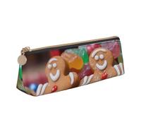 FHEBNDS Gingerbread Man Candy Makeup Bag for Women Men Large Pencil Case Aesthetic Pencil Pouch Coin Pouch Leather Cosmetic Bag with Zipper Office Organizer Travel Essentials