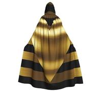 FHEBNDS Gold Heart Stripe Cloak with Hood Halloween Medieval Hooded Cape for Cosplay Costumes for Men Women
