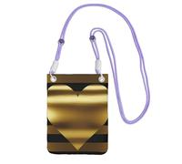 FHEBNDS Gold Heart Stripe Crossbody Bags for Women Trendy Small Travel Cell Phone Bag Phone Purses Wallet for Men Black, Purple, One Size