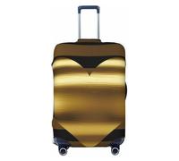 FHEBNDS Gold Heart Stripe Luggage Cover Washable Suitcase Covers Tsa Approved Elastic Spandex Suitcase Protector Anti-Scratch Travel Baggage Cover Fit 18-32 Inch Luggage, Black, S