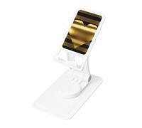 FHEBNDS Gold Heart Stripe Phone Stand for Desk, 360°Rotating Foldable Cell Phone Holder for Office Home, Height Adjustable Tablet Stand Portable Cellphone Cradle iPad Stand Holder