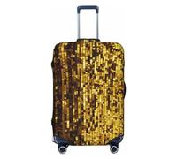 FHEBNDS Gold Sequin Sparkle Luggage Cover Washable Suitcase Covers Tsa Approved Elastic Spandex Suitcase Protector Anti-Scratch Travel Baggage Cover Fit 18-32 Inch Luggage, Black, M