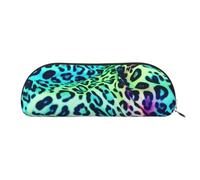 FHEBNDS Green Leopard Makeup Bag for Women Men Large Pencil Case Aesthetic Pencil Pouch Coin Pouch Leather Cosmetic Bag with Zipper Office Organizer Travel Essentials, Gold, One Size