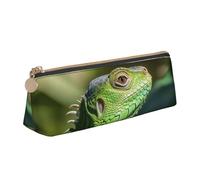 FHEBNDS Green Lizard Makeup Bag for Women Men Large Pencil Case Aesthetic Pencil Pouch Coin Pouch Leather Cosmetic Bag with Zipper Office Organizer Travel Essentials