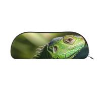 FHEBNDS Green Lizard Makeup Bag for Women Men Large Pencil Case Aesthetic Pencil Pouch Coin Pouch Leather Cosmetic Bag with Zipper Office Organizer Travel Essentials, Silver, One Size