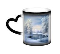 FHEBNDS Heat Sensitive Color Changing Cups 12 Ounce, Beautiful Winter Coffee Mugs Black, Magic Cup Starry Sky Personalized Porcelain Mugs - Novelty Xmas Funny Gifts for Men Women