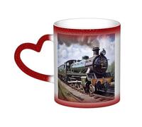FHEBNDS Heat Sensitive Color Changing Cups 12 Ounce, Steam Locomotive Train Coffee Mugs Red, Magic Cup Starry Sky Personalized Porcelain Mugs - Novelty Xmas Funny Gifts for Men Women
