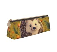 FHEBNDS Hedgehog Makeup Bag for Women Men Large Pencil Case Aesthetic Pencil Pouch Coin Pouch Leather Cosmetic Bag with Zipper Office Organizer Travel Essentials