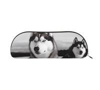 FHEBNDS Husky dogs snow Makeup Bag for Women Men Large Pencil Case Aesthetic Pencil Pouch Coin Pouch Leather Cosmetic Bag with Zipper Office Organizer Travel Essentials