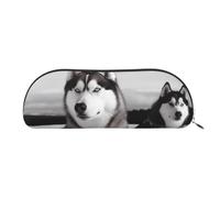 FHEBNDS Husky dogs snow Makeup Bag for Women Men Large Pencil Case Aesthetic Pencil Pouch Coin Pouch Leather Cosmetic Bag with Zipper Office Organizer Travel Essentials, Silver, One size