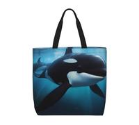 FHEBNDS Killer whale Tote Bag for Women, Zipper Casual Tote's Handbag for Travel, Work, Lightweight Laptop Bags Big Capacity Shoulder Bag Reusable Grocery Shopping Bags