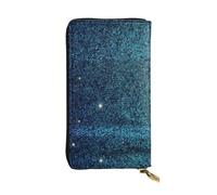 FHEBNDS Leather Wallet for Men Women, RFID Blocking, Large Capacity Zip Card Phone Holder with 12 Card Slots, Slim Minimalist Cash Wallets Travel Long Purse Teal Glitter Clutch Bag