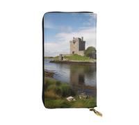 FHEBNDS Leather Wallet for Men Women, RFID Blocking, Large Capacity Zip Card Phone Holder with 12 Card Slots, Slim Minimalist Cash Wallets Travel Long Purse View of The Dunguaire Castle Clutch Bag