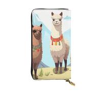 FHEBNDS Leather Wallet for Men Women, RFID Blocking, Large Capacity Zip Card Phone Holder with 12 Card Slots, Slim Minimalist Cash Wallets Travel Long Purse Llama And Alpaca Clutch Bag
