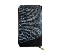 FHEBNDS Leather Wallet for Men Women, RFID Blocking, Large Capacity Zip Card Phone Holder with 12 Card Slots, Slim Minimalist Cash Wallets Travel Long Purse Programmer Programming Code Clutch Bag