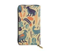 FHEBNDS Leather Wallet for Men Women, RFID Blocking, Large Capacity Zip Card Phone Holder with 12 Card Slots, Slim Minimalist Cash Wallets Travel Long Purse Australian Animals Clutch Bag