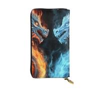 FHEBNDS Leather Wallet for Men Women, RFID Blocking, Large Capacity Zip Card Phone Holder with 12 Card Slots, Slim Minimalist Cash Wallets Travel Long Purse Ice and Fire Dragons Clutch Bag