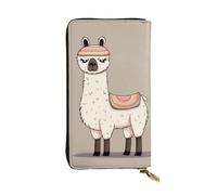 FHEBNDS Leather Wallet for Men Women, RFID Blocking, Large Capacity Zip Card Phone Holder with 12 Card Slots, Slim Minimalist Cash Wallets Travel Long Purse No Drama Llama Clutch Bag
