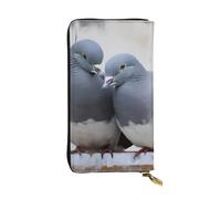 FHEBNDS Leather Wallet for Men Women, RFID Blocking, Large Capacity Zip Card Phone Holder with 12 Card Slots, Slim Minimalist Cash Wallets Travel Long Purse Doves Clutch Bag