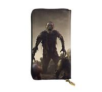 FHEBNDS Leather Wallet for Men Women, RFID Blocking, Large Capacity Zip Card Phone Holder with 12 Card Slots, Slim Minimalist Cash Wallets Travel Long Purse Many Zombie Clutch Bag