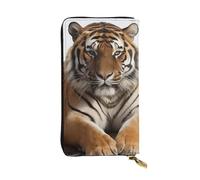 FHEBNDS Leather Wallet for Men Women, RFID Blocking, Large Capacity Zip Card Phone Holder with 12 Card Slots, Slim Minimalist Cash Wallets Travel Long Purse Big Tiger Clutch Bag