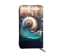 FHEBNDS Leather Wallet for Men Women, RFID Blocking, Large Capacity Zip Card Phone Holder with 12 Card Slots, Slim Minimalist Cash Wallets Travel Long Purse Shimmering Snail Clutch Bag