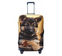 FHEBNDS Little german shepherd dog Luggage Cover Washable Suitcase Covers Tsa Approved Elastic Spandex Suitcase Protector Anti-Scratch Travel Baggage Cover Fit 18-32 Inch Luggage, Black, S