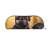 FHEBNDS Little german shepherd dog Makeup Bag for Women Men Large Pencil Case Aesthetic Pencil Pouch Coin Pouch Leather Cosmetic Bag with Zipper Office Organizer Travel Essentials