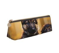 FHEBNDS Little german shepherd dog Makeup Bag for Women Men Large Pencil Case Aesthetic Pencil Pouch Coin Pouch Leather Cosmetic Bag with Zipper Office Organizer Travel Essentials
