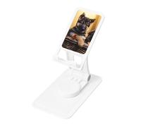 FHEBNDS Little German Shepherd Dog Phone Stand for Desk, 360°Rotating Foldable Cell Phone Holder for Office Home, Height Adjustable Tablet Stand Portable Cellphone Cradle iPad Stand Holder