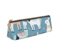 FHEBNDS Llama Cartoon Pattern Makeup Bag for Women Men Large Pencil Case Aesthetic Pencil Pouch Coin Pouch Leather Cosmetic Bag with Zipper Office Organizer Travel Essentials