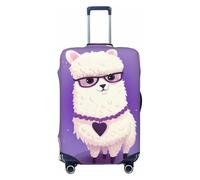 FHEBNDS Love alpaca purple Luggage Cover Washable Suitcase Cover Tsa Approved Elastic Spandex Suitcase Protector Anti-Scratch Travel Baggage Covers Fit 18-32 Inch Luggage, Black, M
